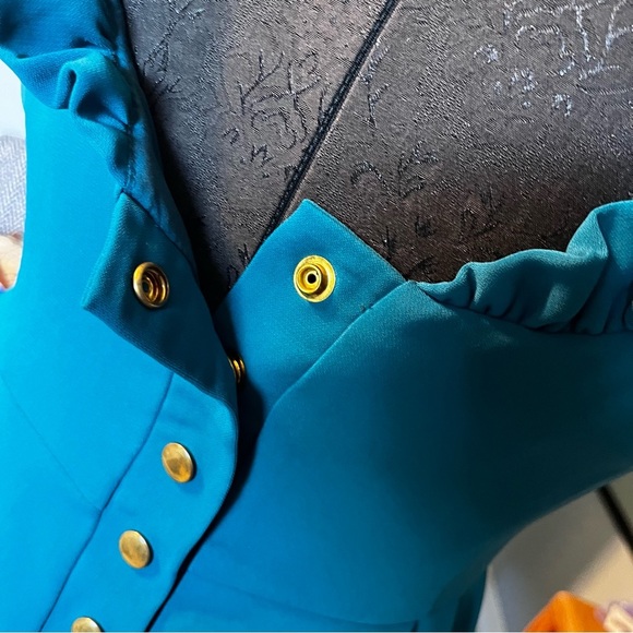 Camilyn Beth Blue Ruffle Collar Snap Back Cocktail Dress Size 2 - Picture 4 of 8